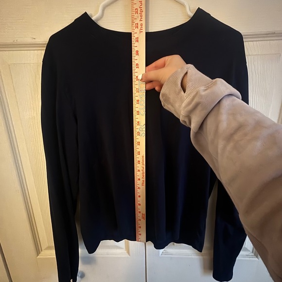 Quince Cotton Modal Relaxed Long Sleeve Tee Navy Blue Crew Neck LB48025 M - Picture 5 of 8